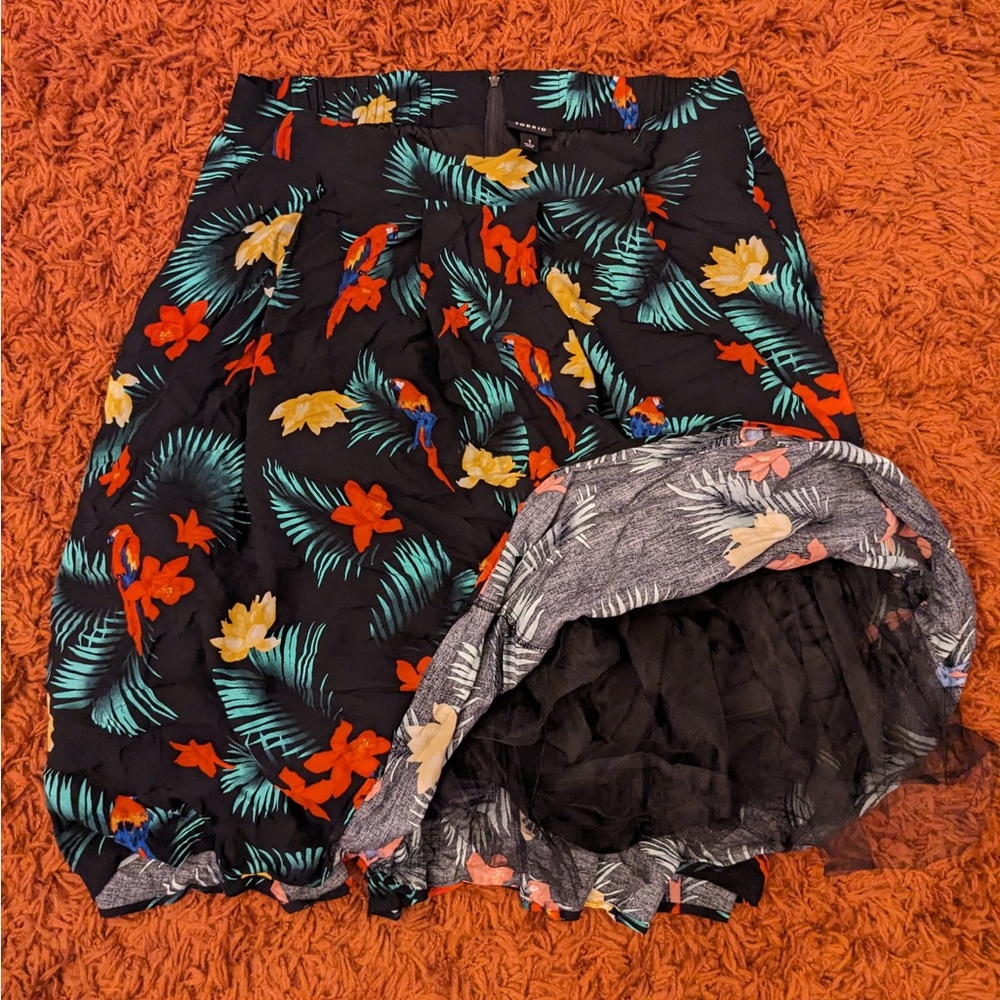 Torrid Black Island Tiki Retro Petticoat Midi Skirt